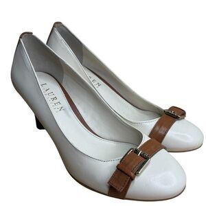 Lauren Ralph Lauren Cream & Tan Buckle Pumps – Women’s Size 6.5B